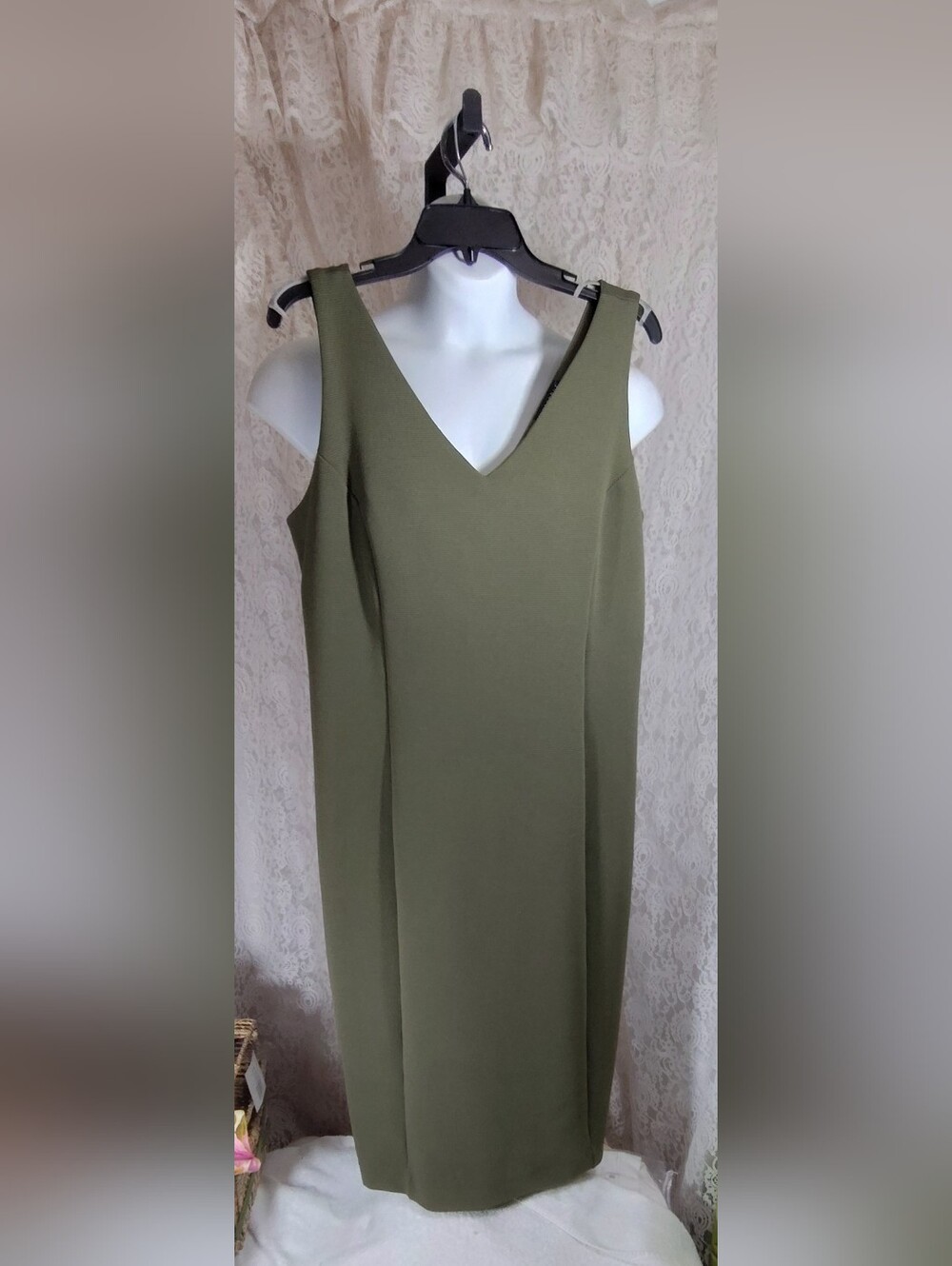 Metaphor Olive Ribbed Sheath Dress